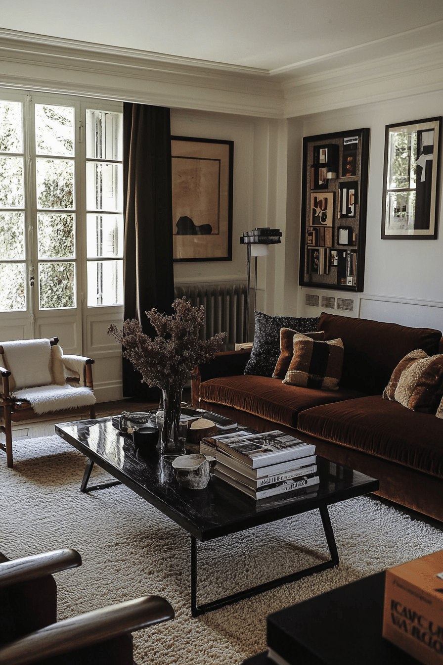 27. Classic Mahogany and Satin Black Duo (Brown And Black Living Room Ideas) - Brown And Black Living Room Ideas