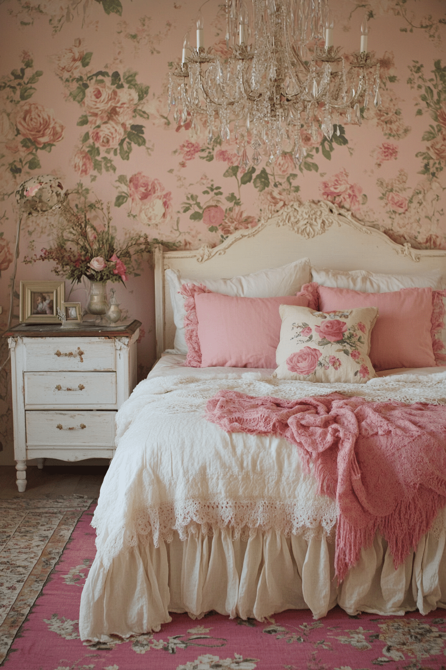 9. Vintage Rose Glamour (Pink Bedroom Ideas) - Pink Bedroom Ideas