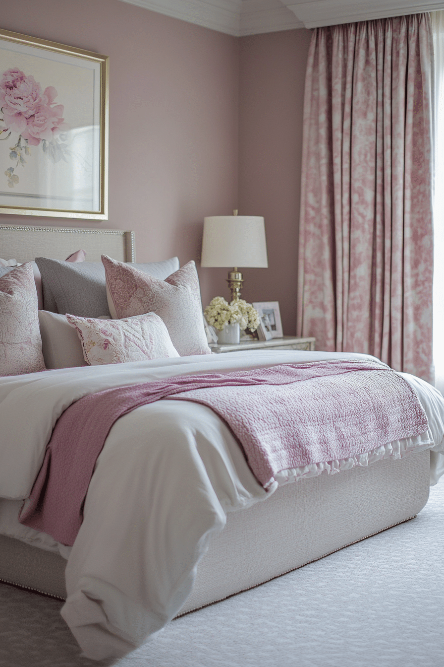 12. Pastel Pink & Gray Harmony (Pink Bedroom Ideas) - Pink Bedroom Ideas