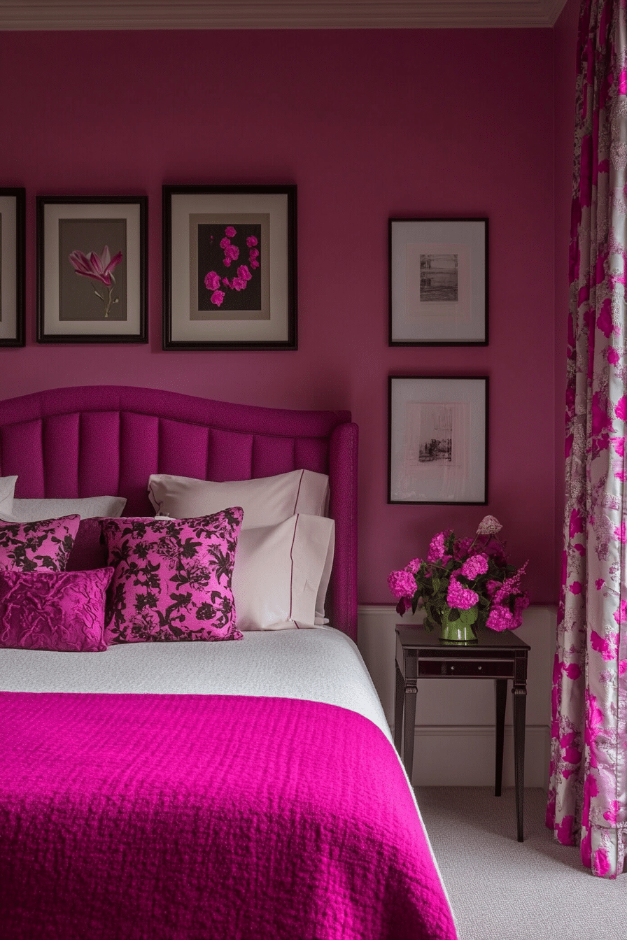 13. Fuchsia Contemporary Pop (Pink Bedroom Ideas) - Pink Bedroom Ideas