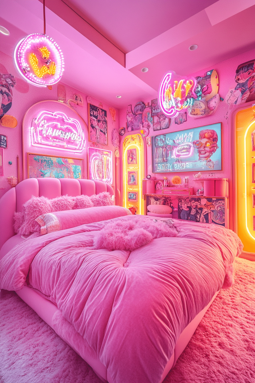 14. Bubblegum Retro Delight (Pink Bedroom Ideas) - Pink Bedroom Ideas