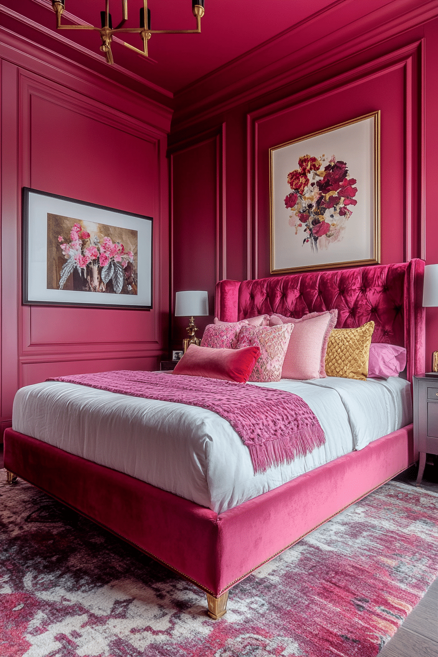 16. Berry Toned Luxe (Pink Bedroom Ideas) - Pink Bedroom Ideas