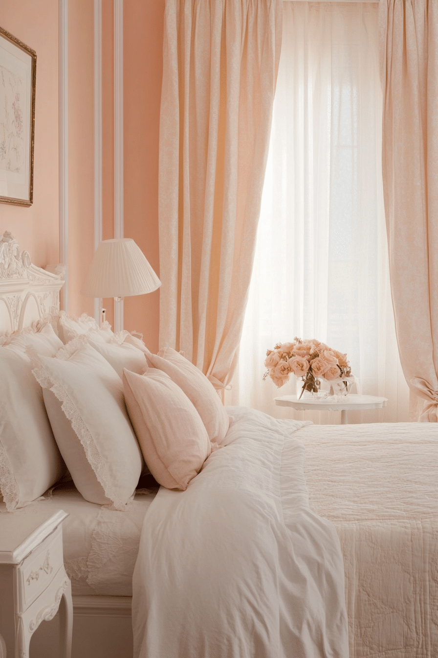 19. Peach Rose Romanticism (Pink Bedroom Ideas) - Pink Bedroom Ideas