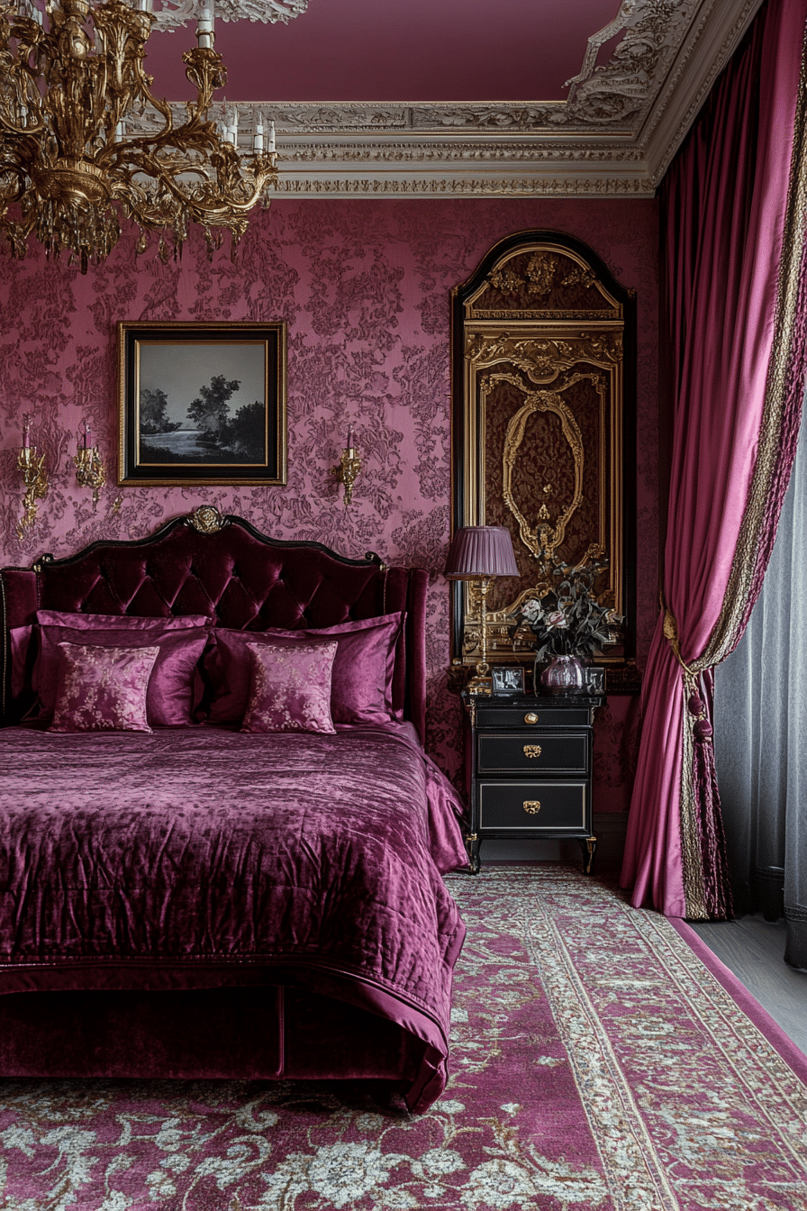 23. Plum Rose Opulence (Pink Bedroom Ideas) - Pink Bedroom Ideas