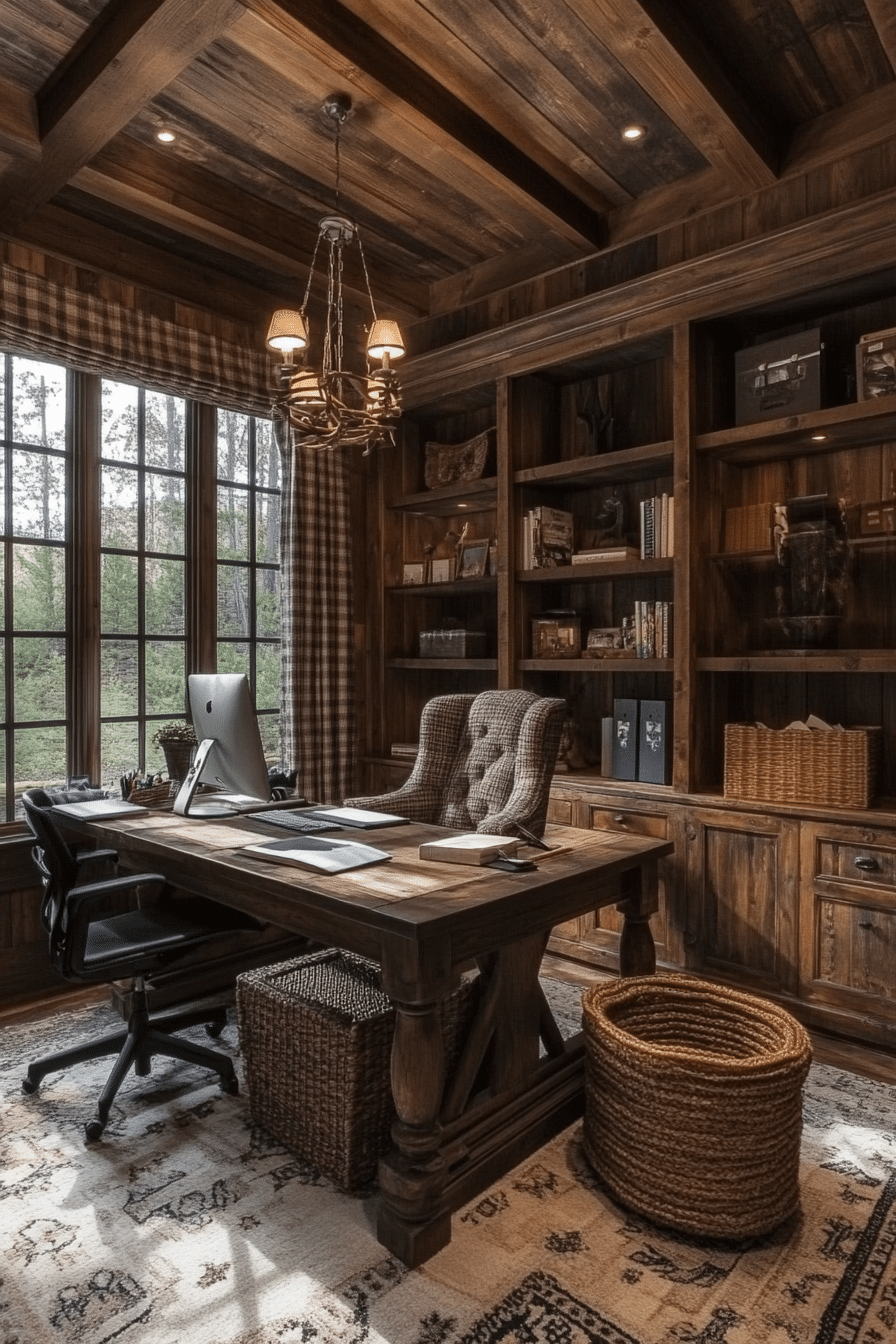 11. Warm & Cozy Cabin Office (Teacher Office Ideas) - Teacher Office Ideas