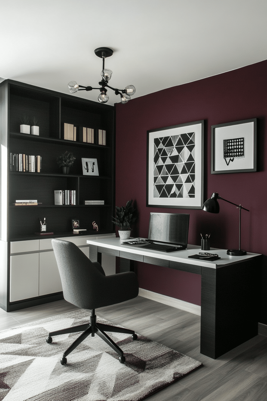 19. Monochrome & Modern Workspace (Teacher Office Ideas) - Teacher Office Ideas