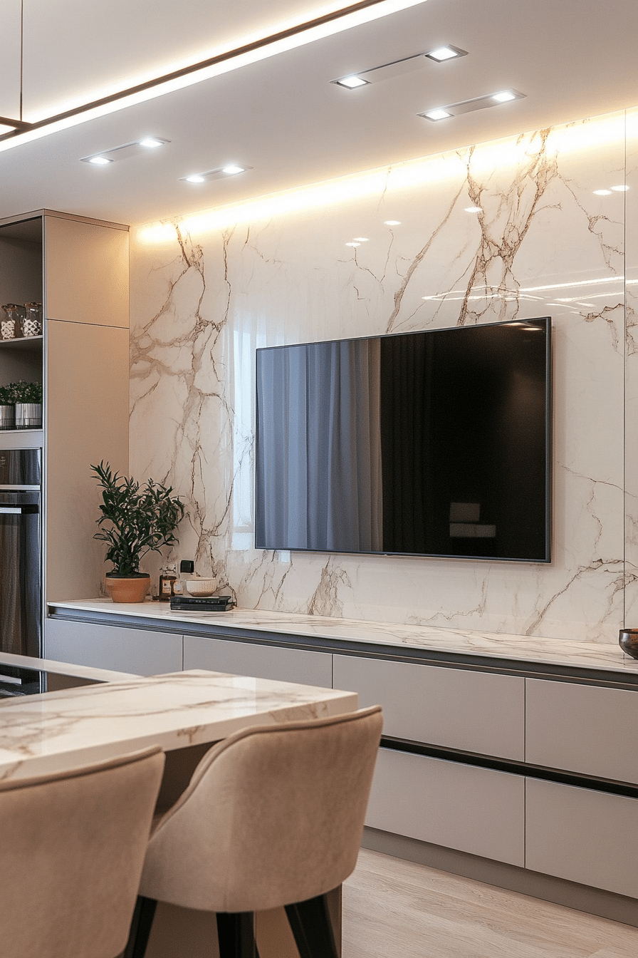 7. Marble Frame TV (Tv Ideas For Kitchen) - Tv Ideas For Kitchen