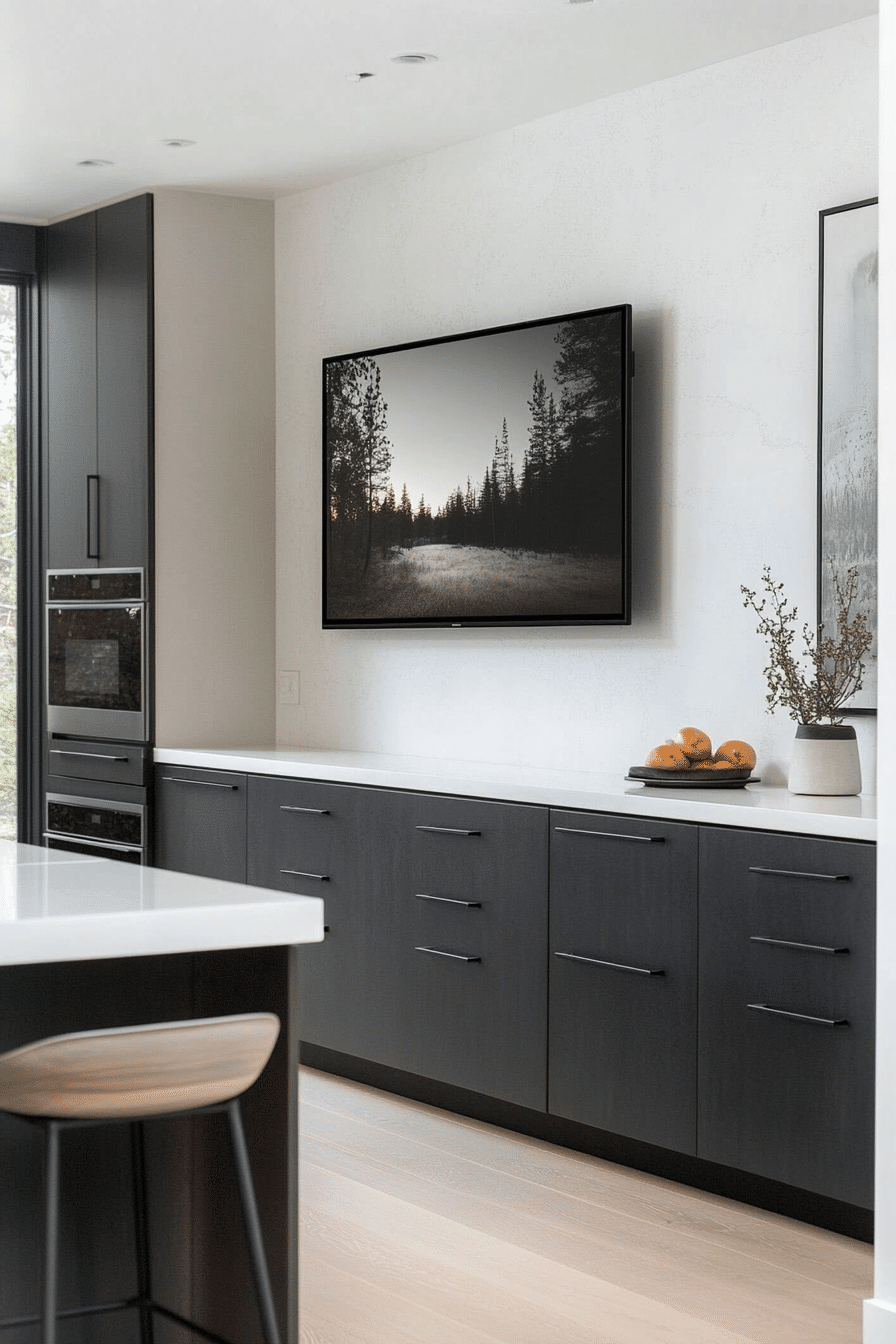 1. Minimalist Black Frame TV (Tv Ideas For Kitchen) - Tv Ideas For Kitchen