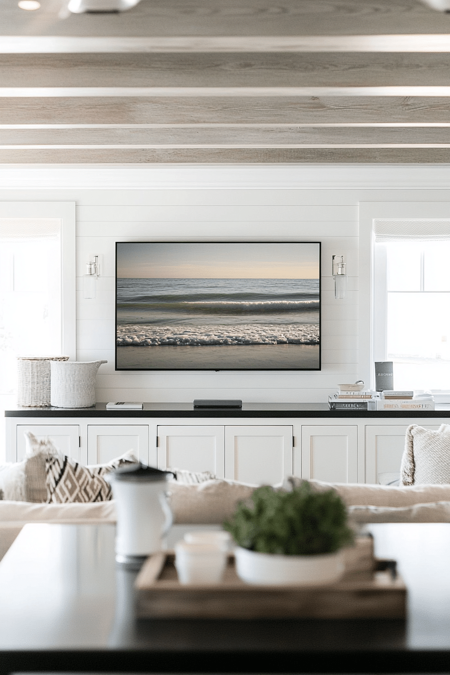 13. Monochrome Glass TV (Tv Ideas For Kitchen) - Tv Ideas For Kitchen