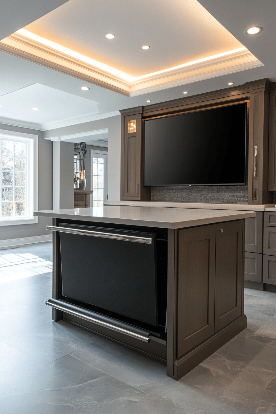 16. Matte Black Pop-Up TV (Tv Ideas For Kitchen) - Tv Ideas For Kitchen
