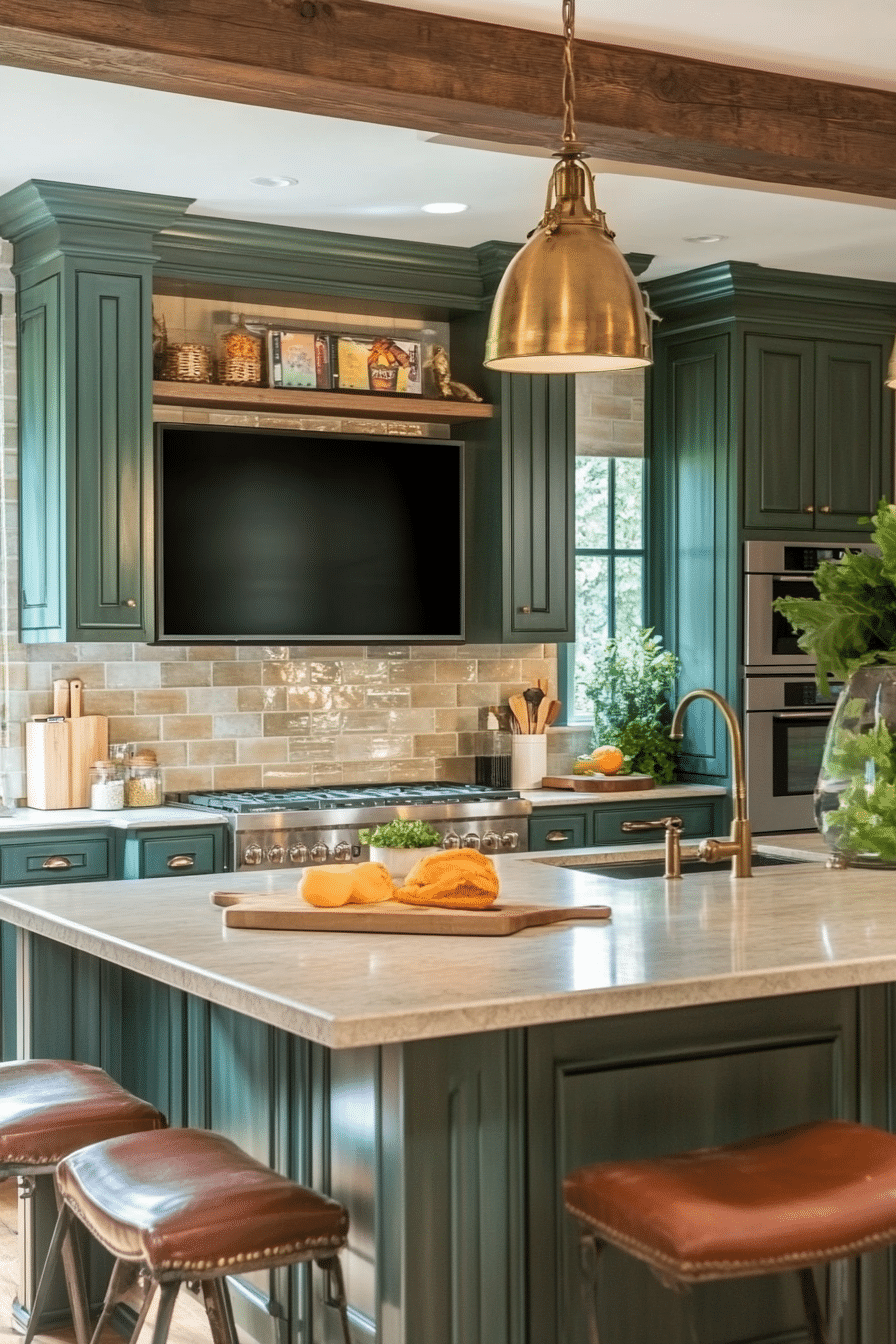 22. Antique Brass Frame TV (Tv Ideas For Kitchen) - Tv Ideas For Kitchen