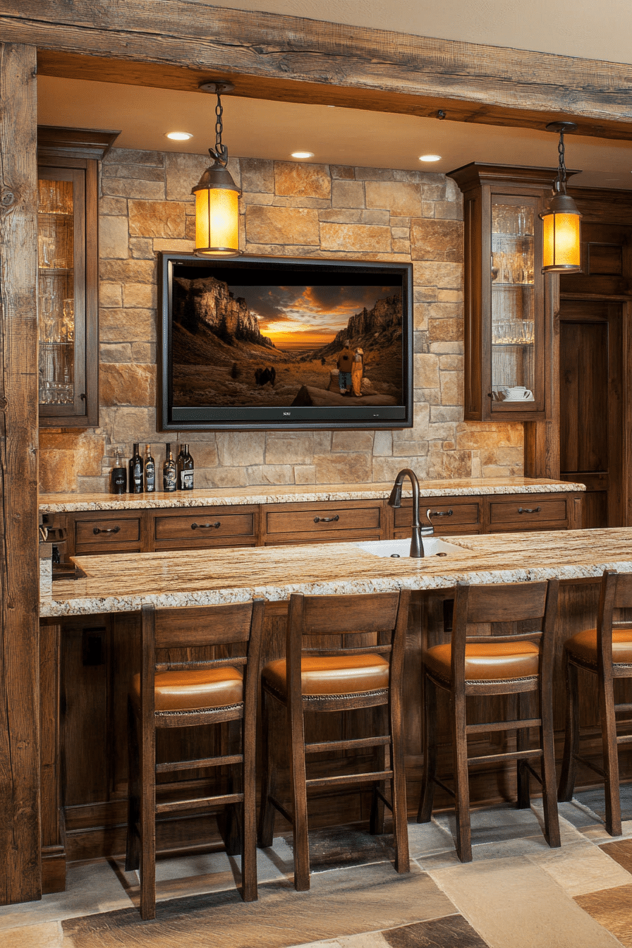 24. Textured Stone Frame TV (Tv Ideas For Kitchen) - Tv Ideas For Kitchen