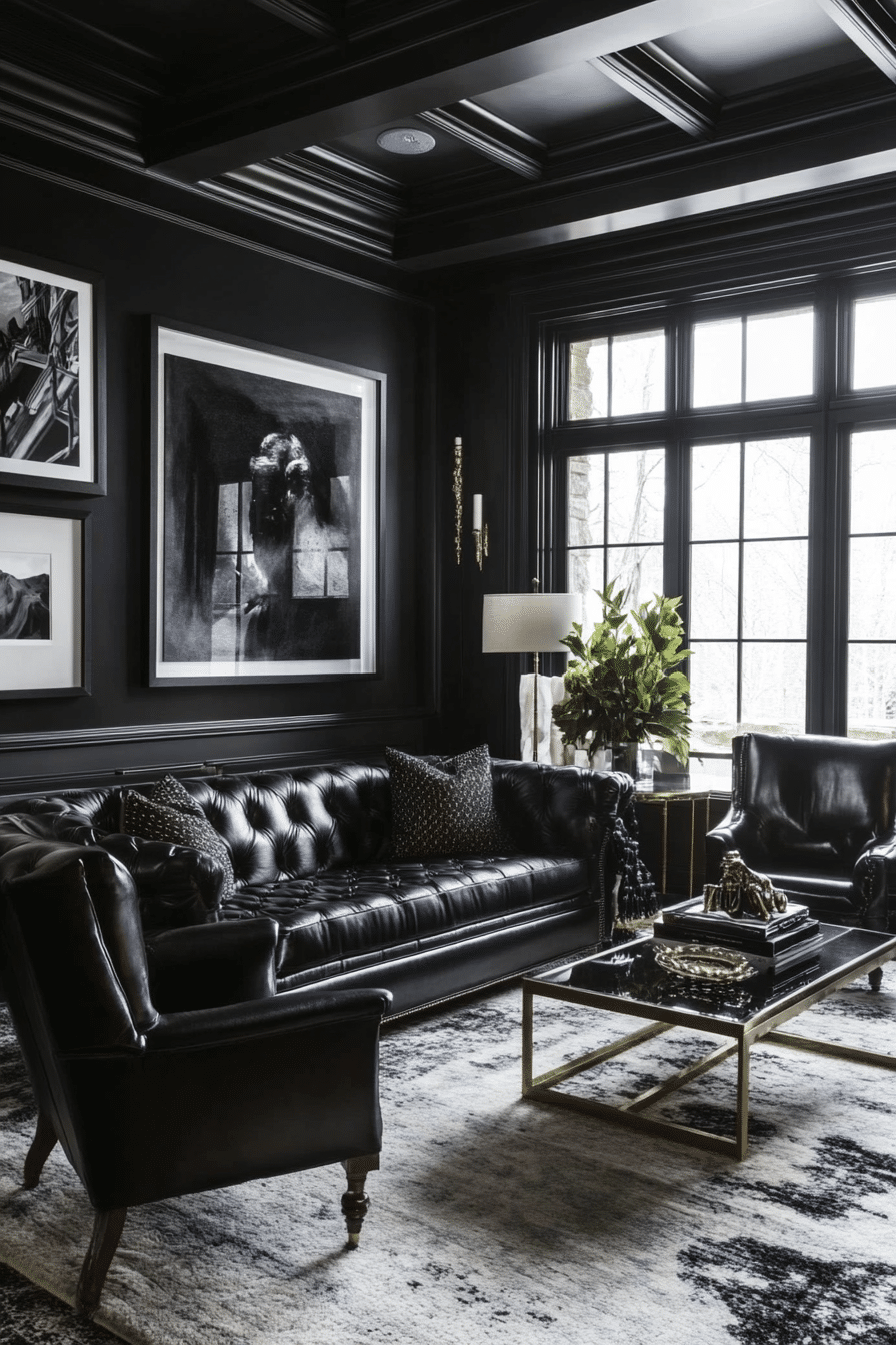 1. Modern Monochrome Elegance (Black Living Room Ideas) - Black Living Room Ideas