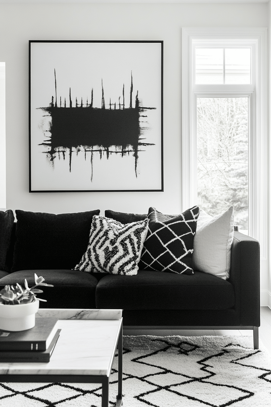 5. Minimalist Black and White (Black Living Room Ideas) - Black Living Room Ideas