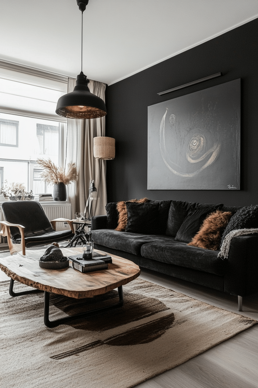 6. Scandinavian Black Accents (Black Living Room Ideas) - Black Living Room Ideas