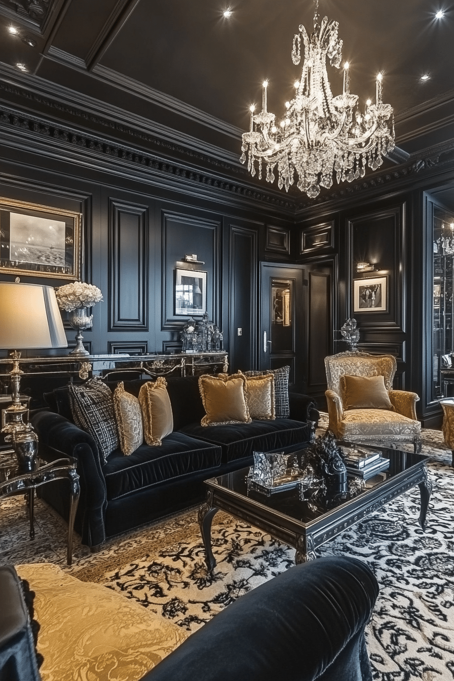 9. Chic Parisian Allure (Black Living Room Ideas) - Black Living Room Ideas