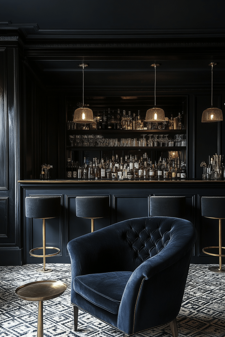 18. Art Deco Black and Brass (Black Living Room Ideas) - Black Living Room Ideas