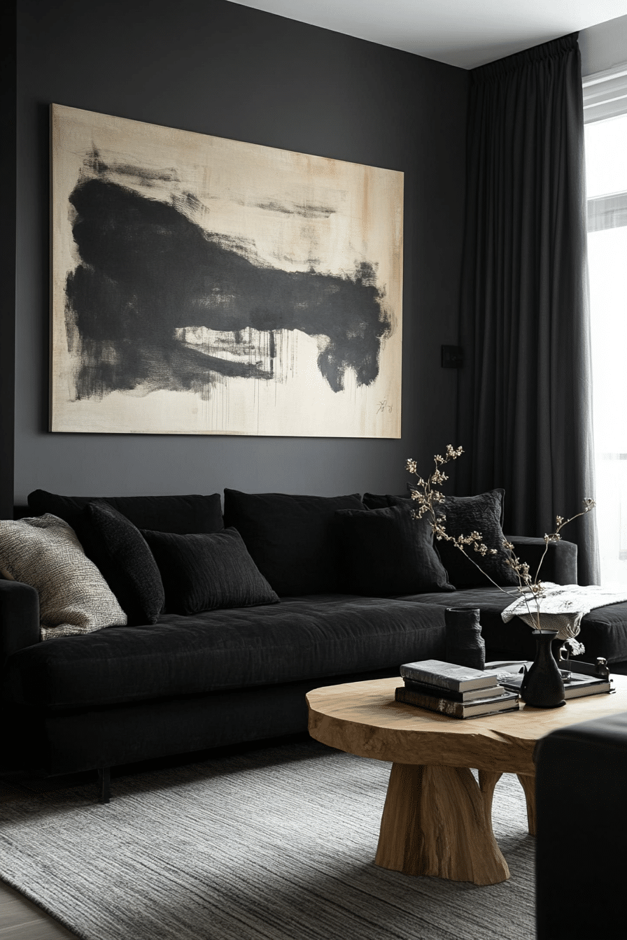 19. Soft Contemporary Black (Black Living Room Ideas) - Black Living Room Ideas