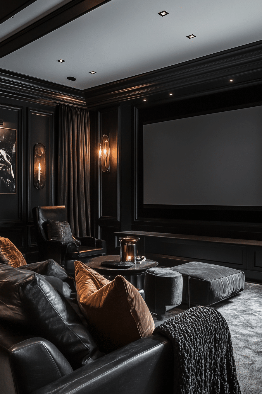 26. Cinematic Black Living Room (Black Living Room Ideas) - Black Living Room Ideas