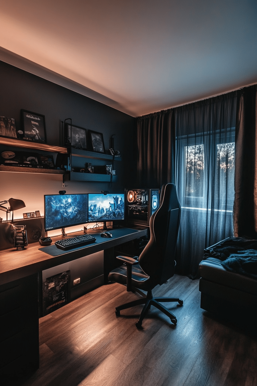 9. Dark Mode Den (Gaming Bedroom Ideas) - Gaming Bedroom Ideas