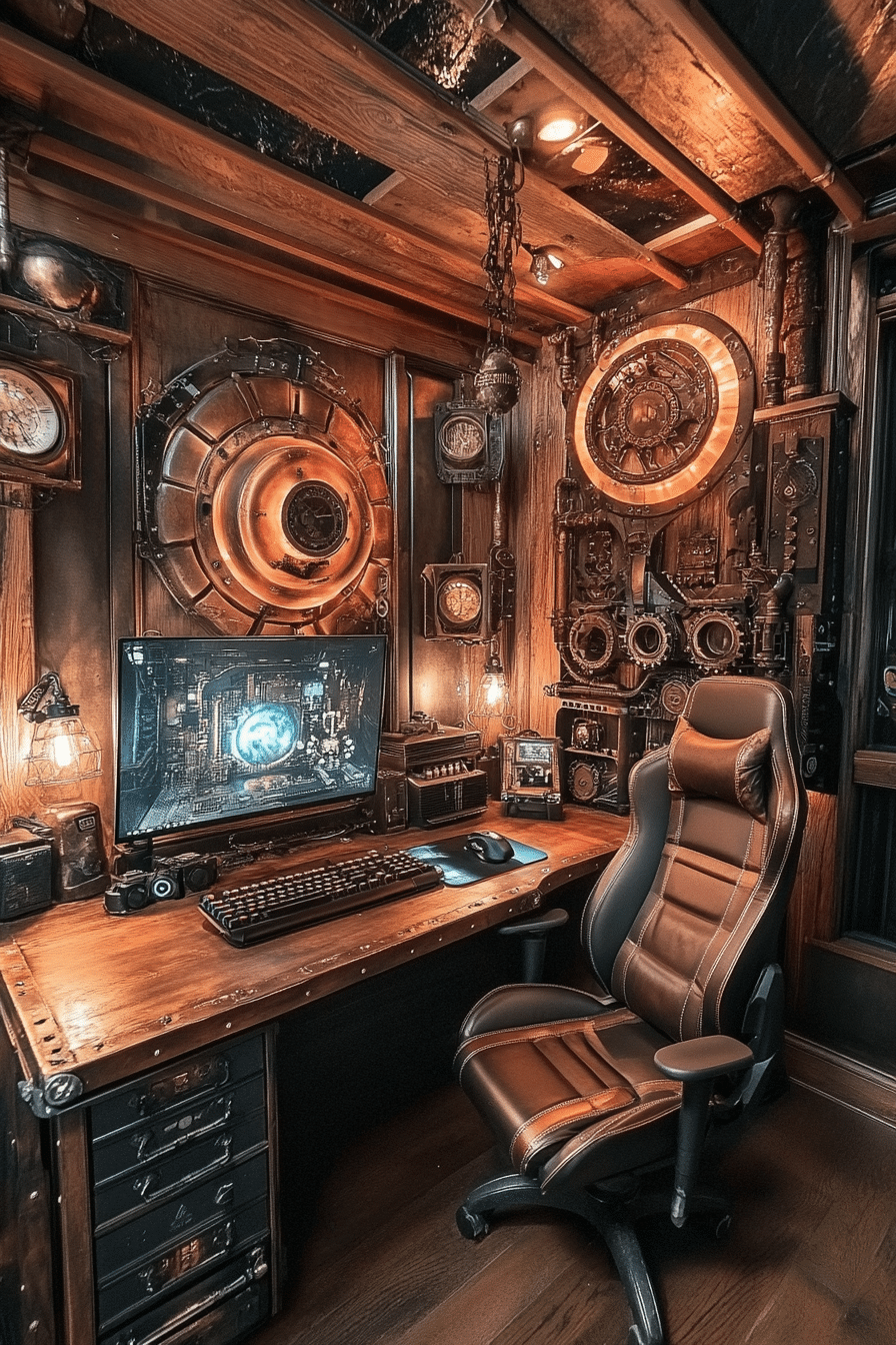 17. Steampunk Gamer’s Escape (Gaming Bedroom Ideas) - Gaming Bedroom Ideas