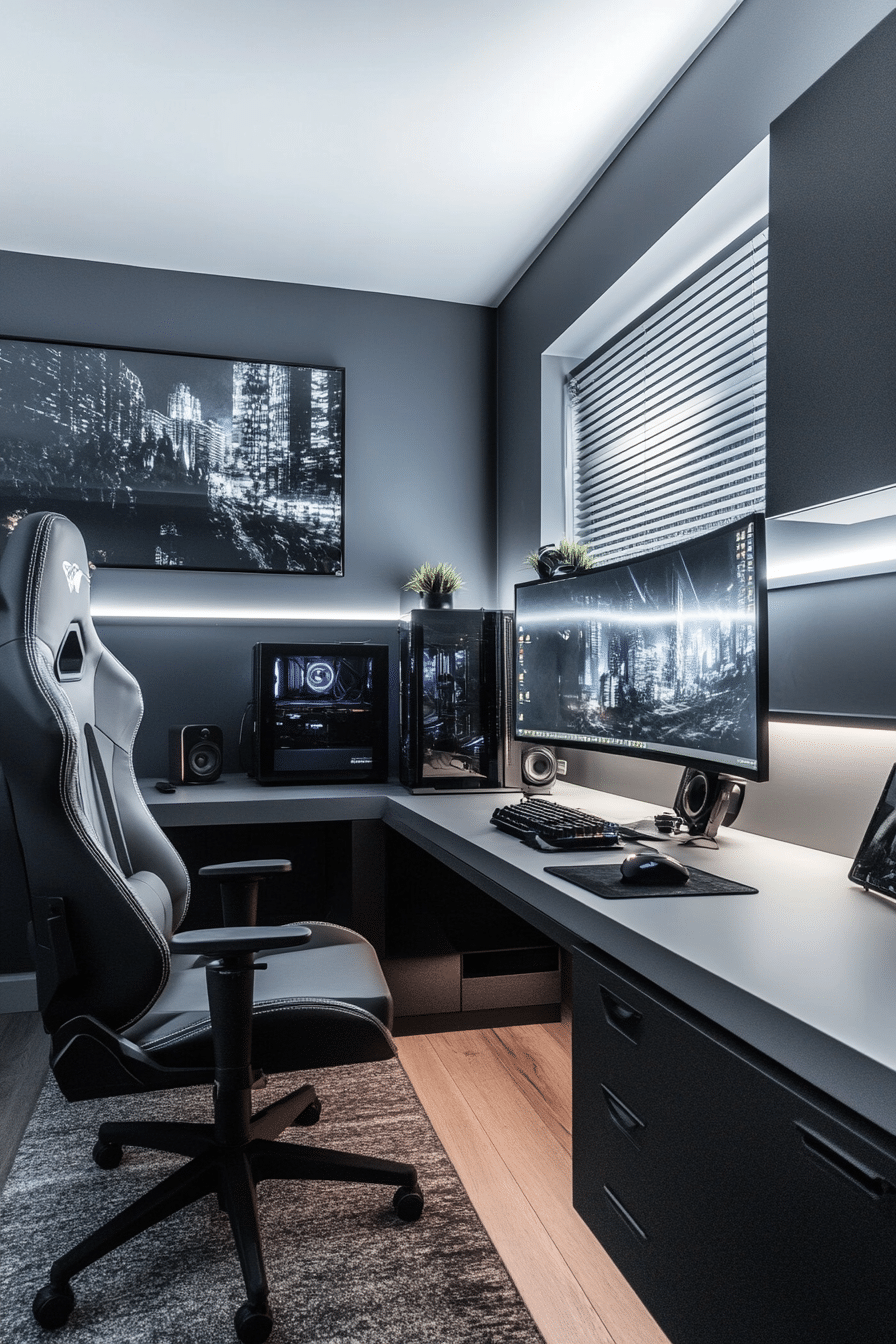 19. Modern Gamer’s Loft (Gaming Bedroom Ideas) - Gaming Bedroom Ideas