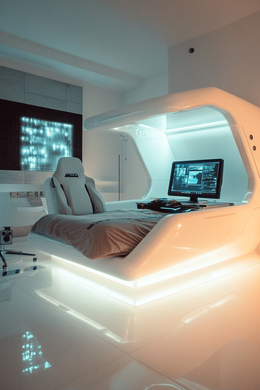 20. Space Age Sanctuary (Gaming Bedroom Ideas) - Gaming Bedroom Ideas