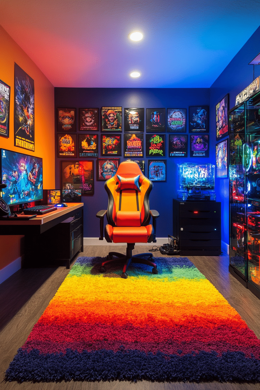 24. Bold & Bright Gamer’s Paradise (Gaming Bedroom Ideas) - Gaming Bedroom Ideas