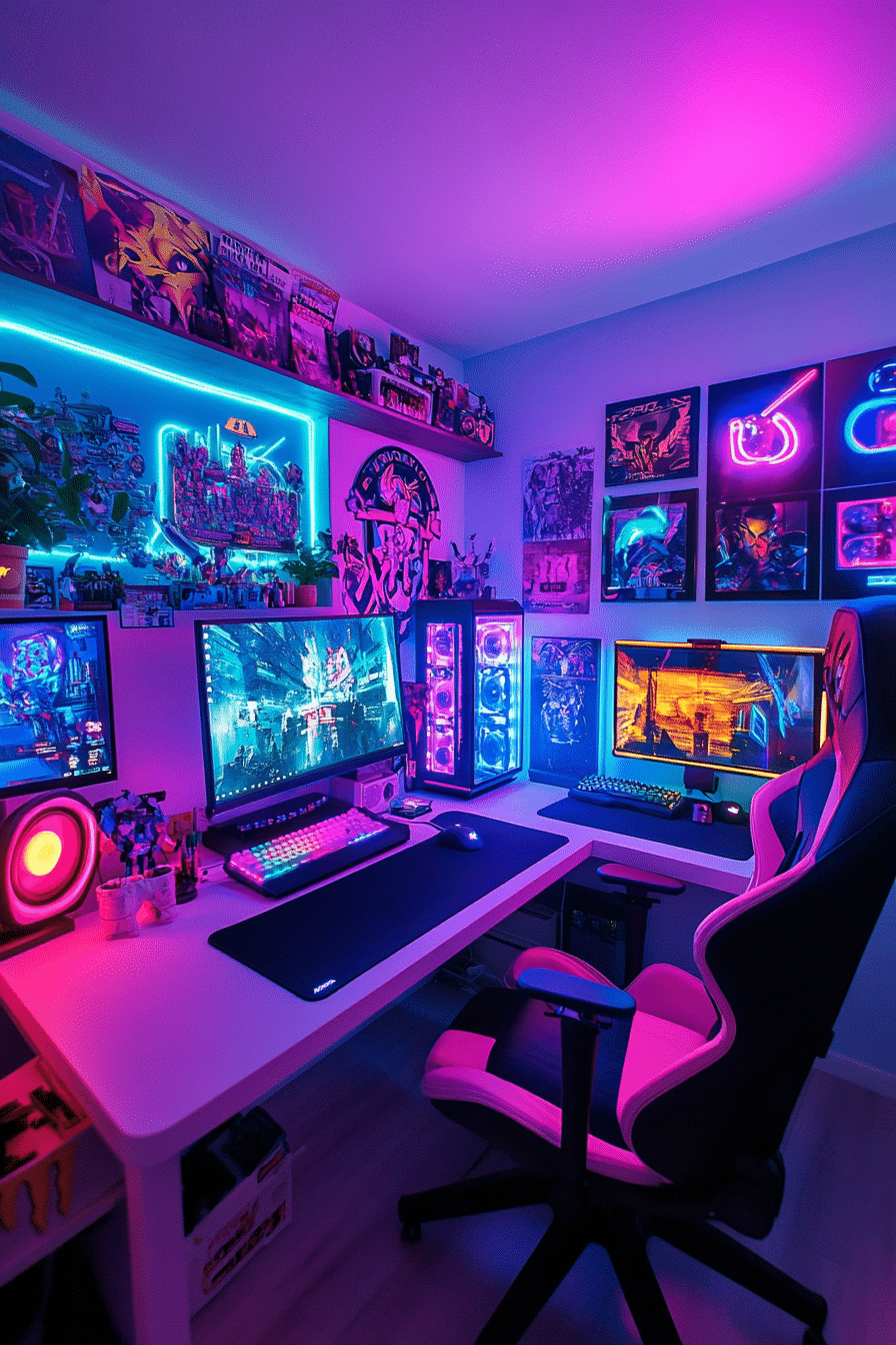 27. Retro-Futuristic Fusion (Gaming Bedroom Ideas) - Gaming Bedroom Ideas