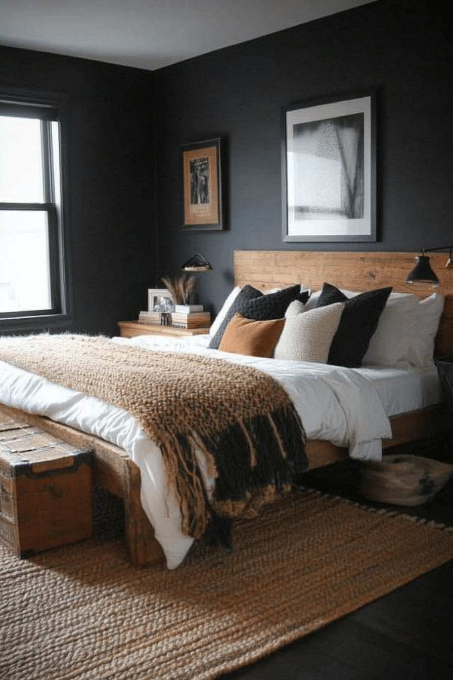 27. Graphite and Wood Warmth (Grayscale Bedroom Ideas) - Grayscale Bedroom Ideas
