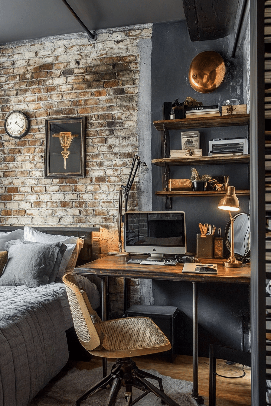 2. Industrial Loft Chic (Bedroom Ideas With A Desk) - Bedroom Ideas With A Desk
