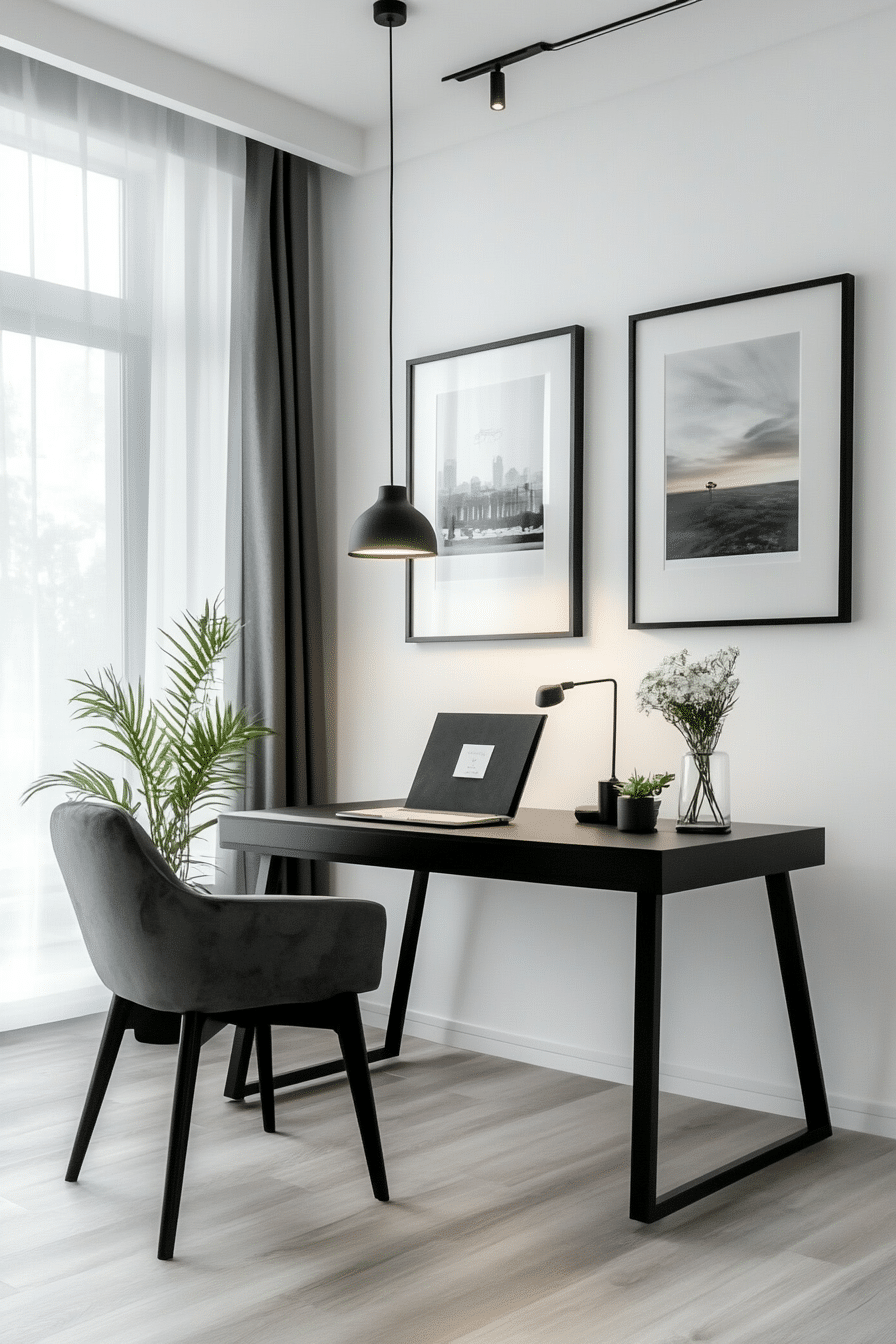 4. Minimalist Monochrome (Bedroom Ideas With A Desk) - Bedroom Ideas With A Desk