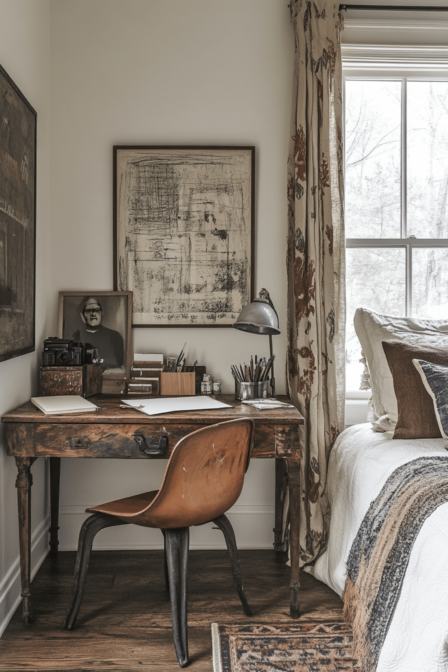10. Vintage Artist's Nook (Bedroom Ideas With A Desk) - Bedroom Ideas With A Desk