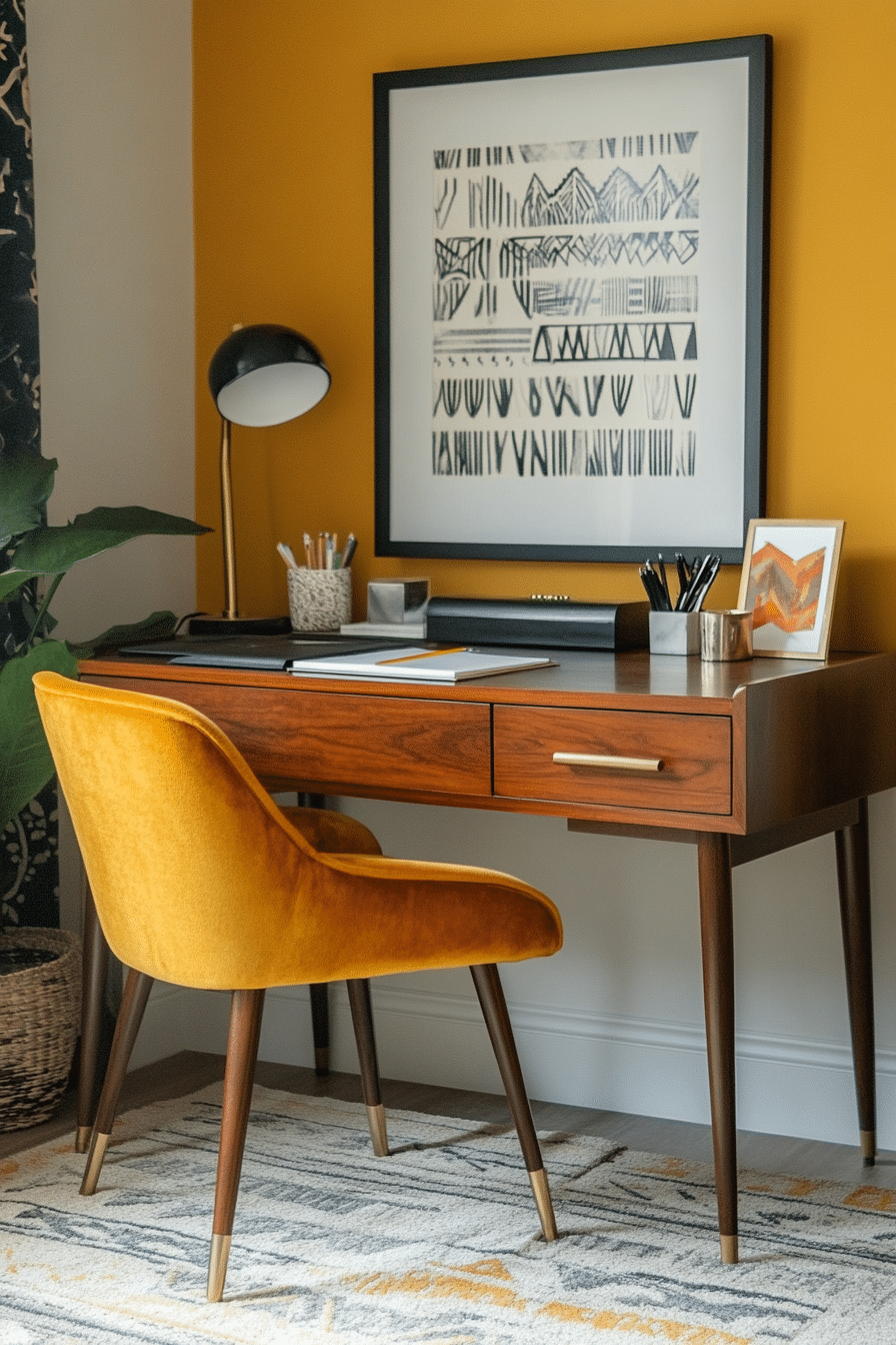 12. Mid-Century Modern Workspace (Bedroom Ideas With A Desk) - Bedroom Ideas With A Desk