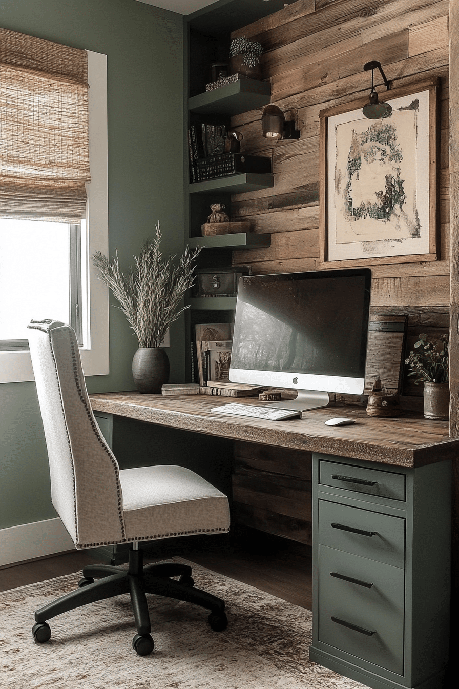 7. Urban Farmhouse Chic (Tiny Office Space Ideas) - Tiny Office Space Ideas