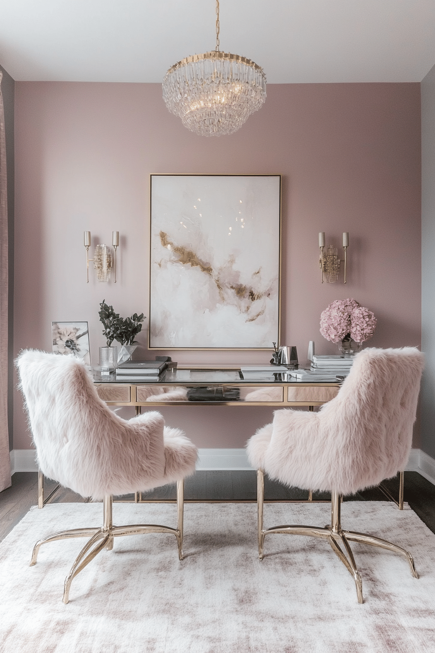 10. Glam Compact Studio (Tiny Office Space Ideas) - Tiny Office Space Ideas