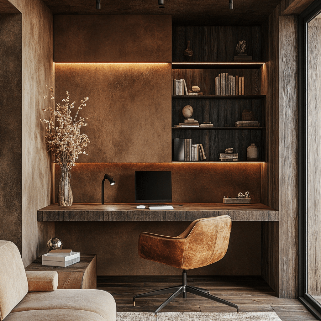 12. Desert Tones Study (Tiny Office Space Ideas) - Tiny Office Space Ideas