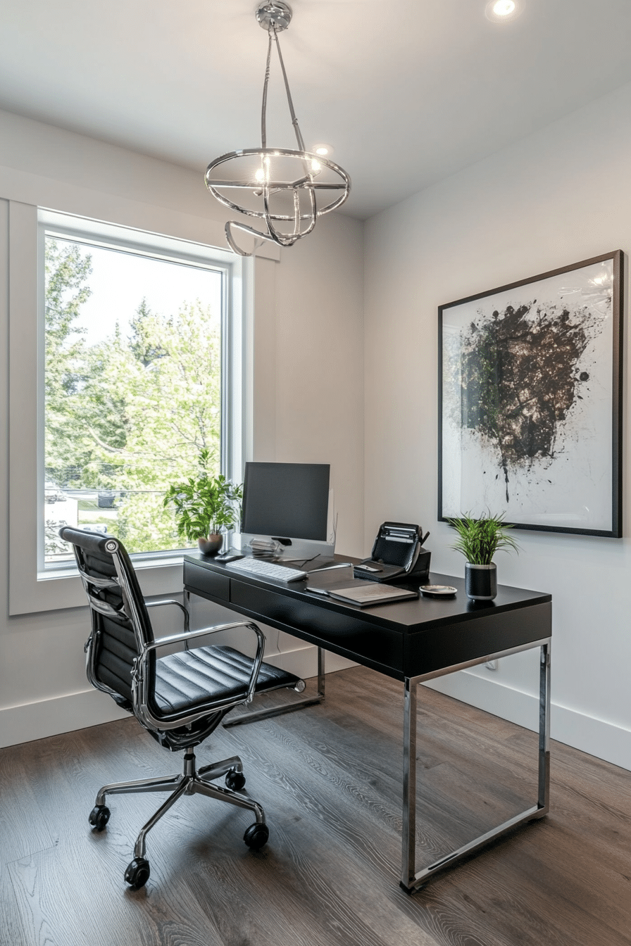21. Minimal Black & White (Tiny Office Space Ideas) - Tiny Office Space Ideas