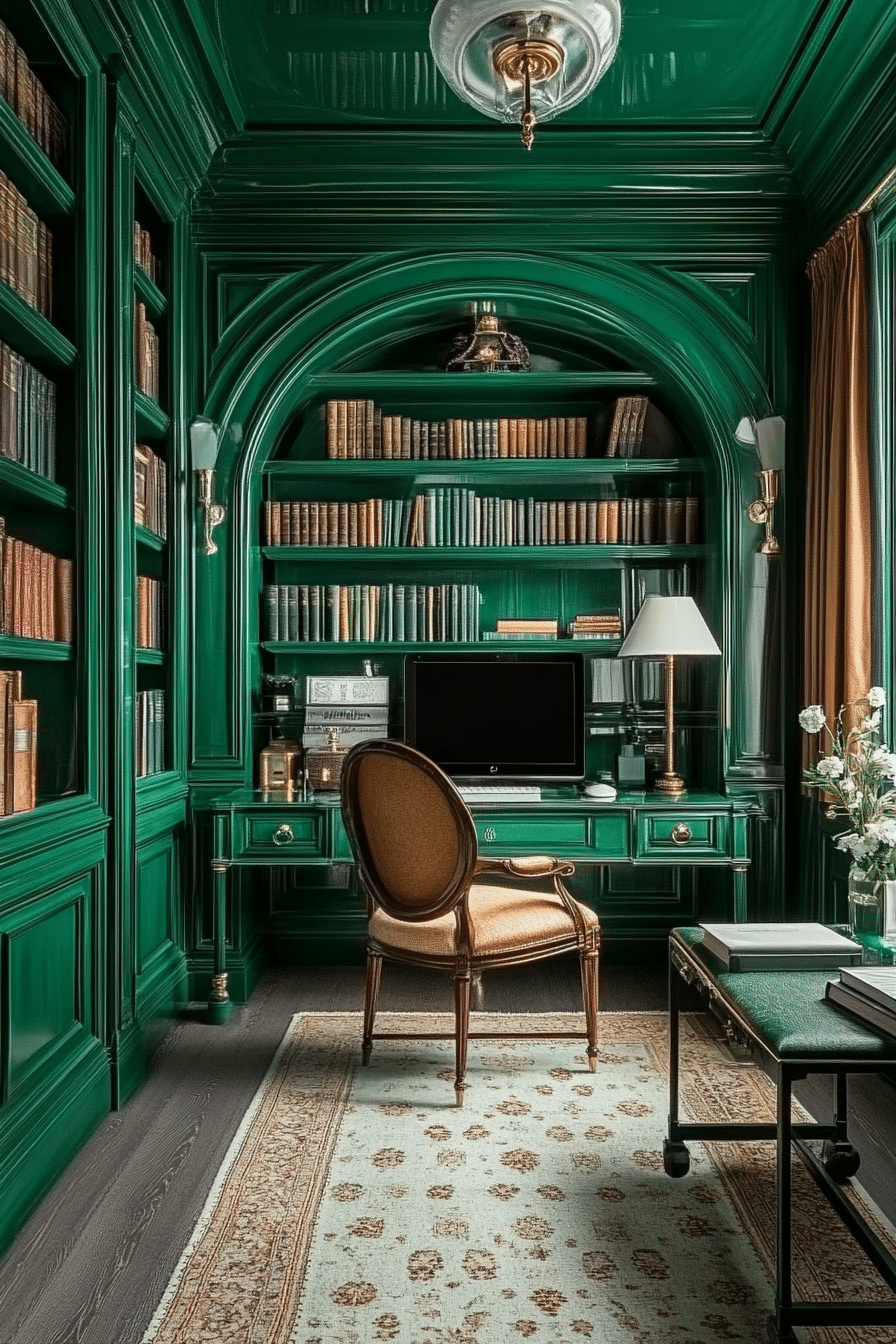 22. Art Deco Office Niche (Tiny Office Space Ideas) - Tiny Office Space Ideas