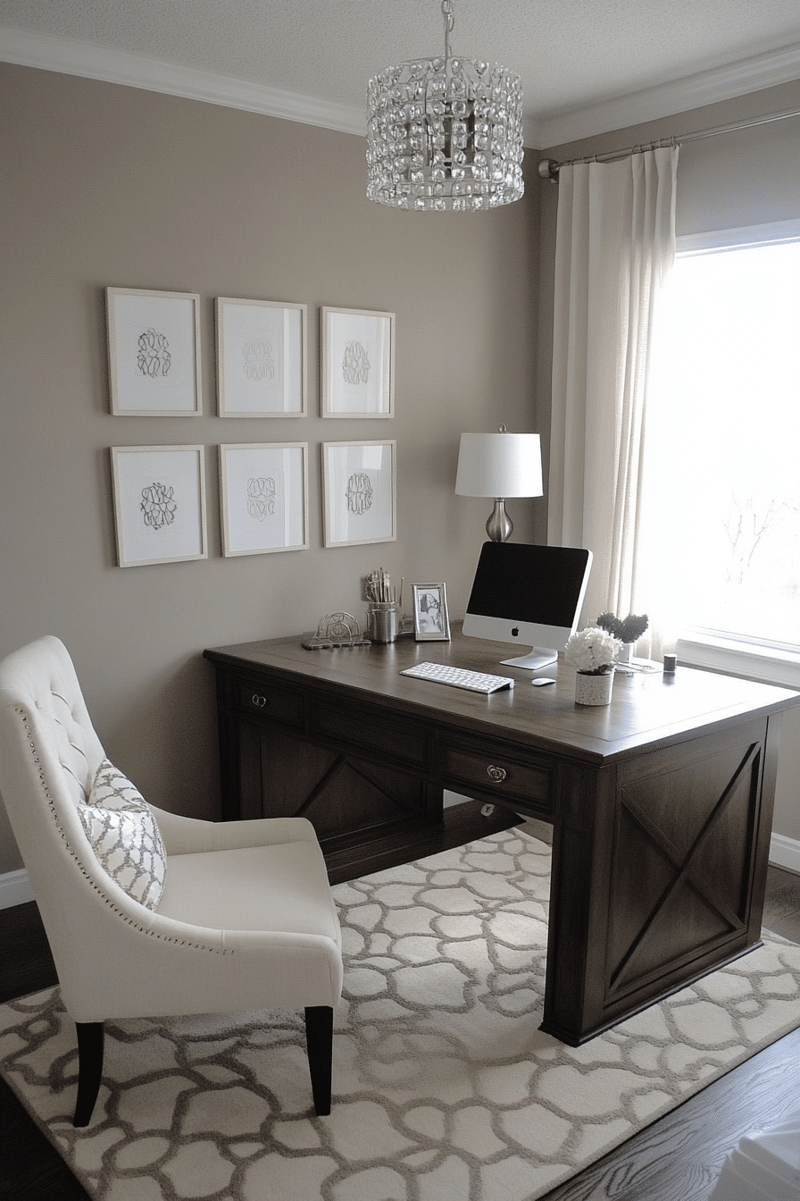 26. Transitional Taupe Office (Tiny Office Space Ideas) - Tiny Office Space Ideas