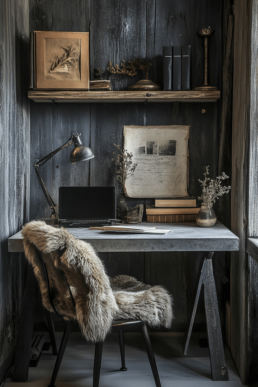27. Textured Industrial Mix (Tiny Office Space Ideas) - Tiny Office Space Ideas