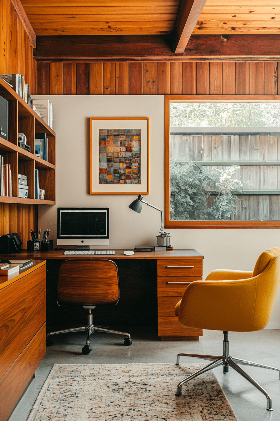 3. Mid-Century Modern Retreat (Garage Office Ideas) - Garage Office Ideas