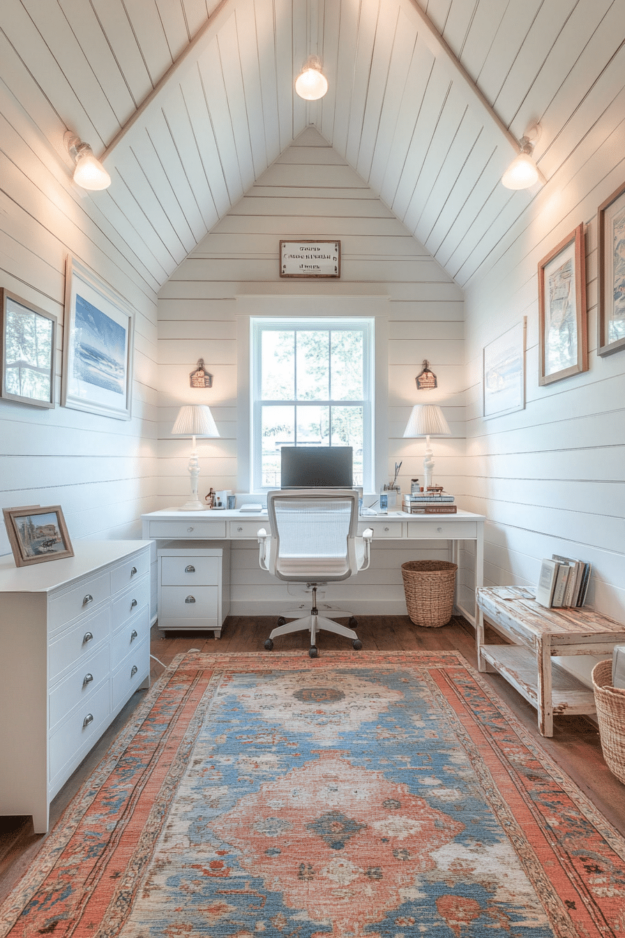 4. Coastal Cottage Office (Garage Office Ideas) - Garage Office Ideas
