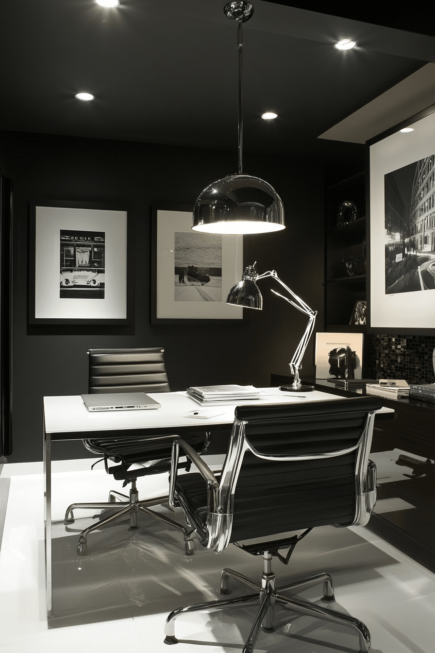 5. Contemporary Black and White Studio (Garage Office Ideas) - Garage Office Ideas