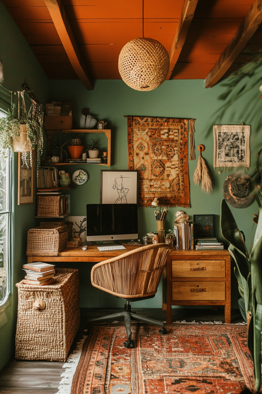 7. Bohemian Creative Corner (Garage Office Ideas) - Garage Office Ideas