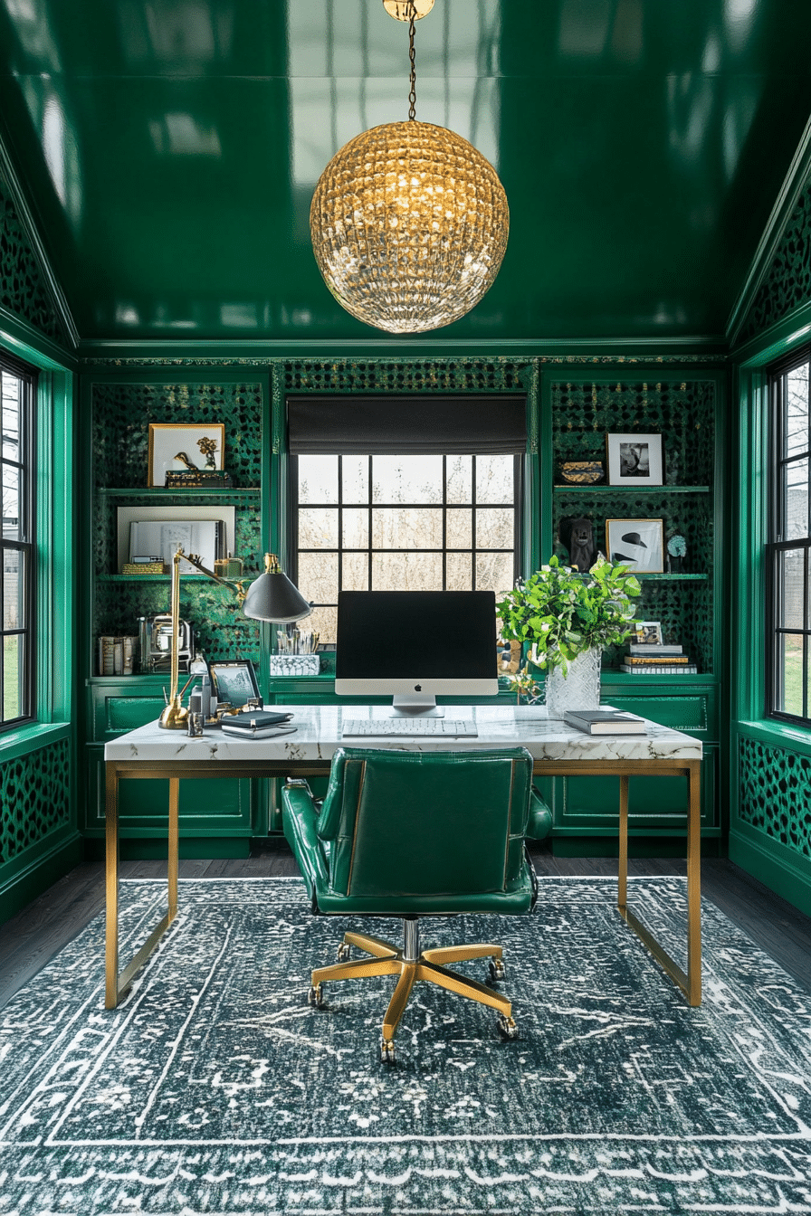 12. Art Deco Glam Office (Garage Office Ideas) - Garage Office Ideas