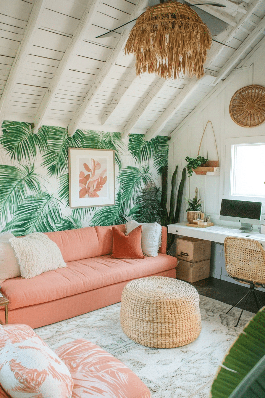 15. Tropical Oasis Office (Garage Office Ideas) - Garage Office Ideas