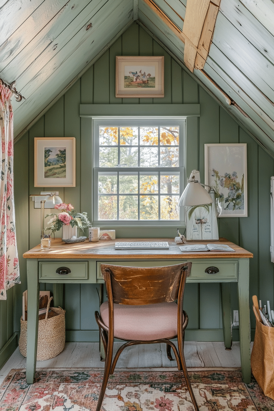 16. Cottagecore Writer's Den (Garage Office Ideas) - Garage Office Ideas
