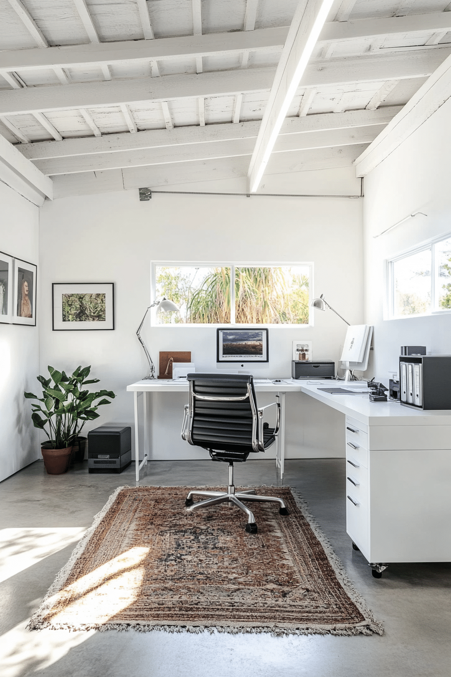 26. All-White Serenity Space (Garage Office Ideas) - Garage Office Ideas