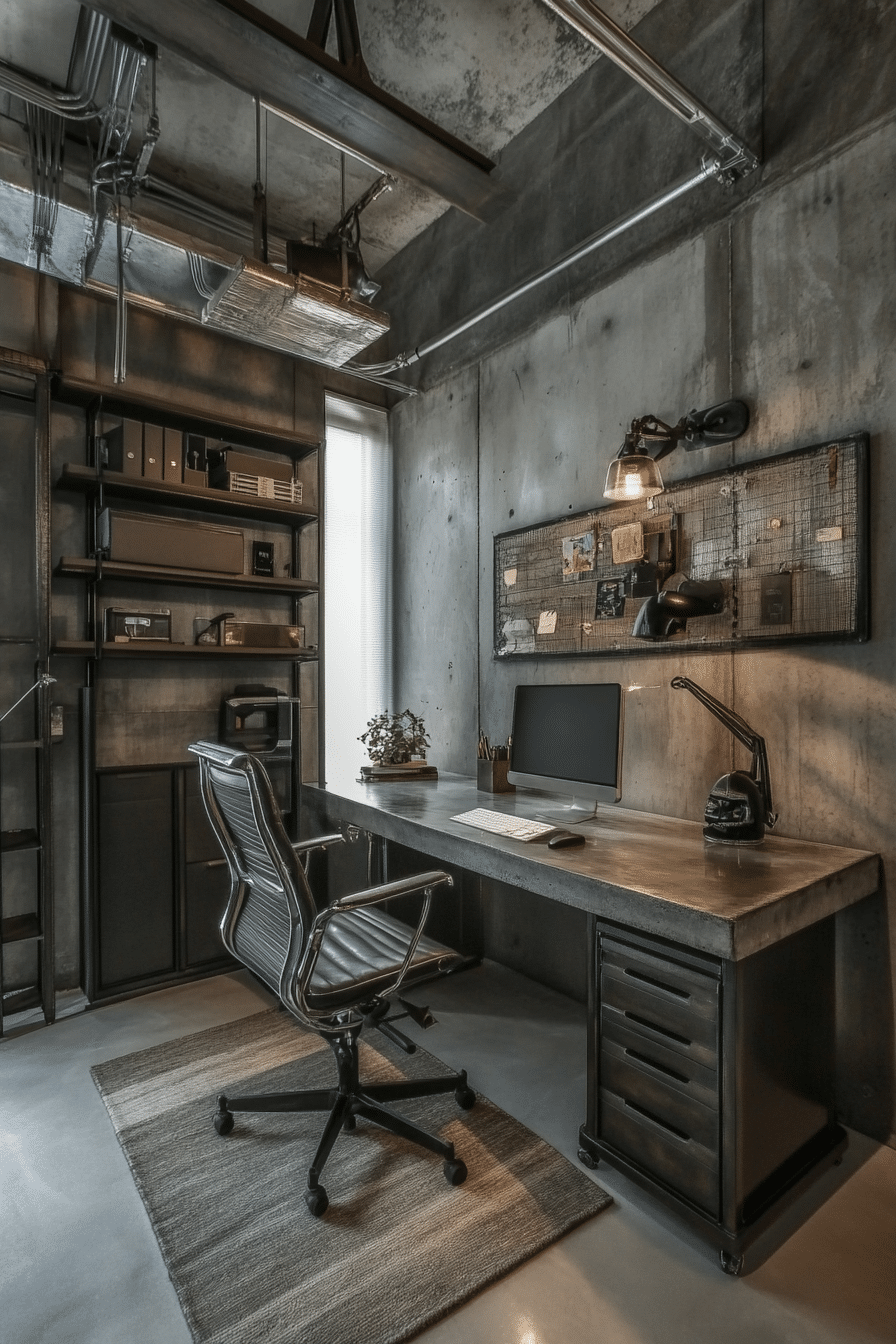 27. Concrete and Chrome Studio (Garage Office Ideas) - Garage Office Ideas